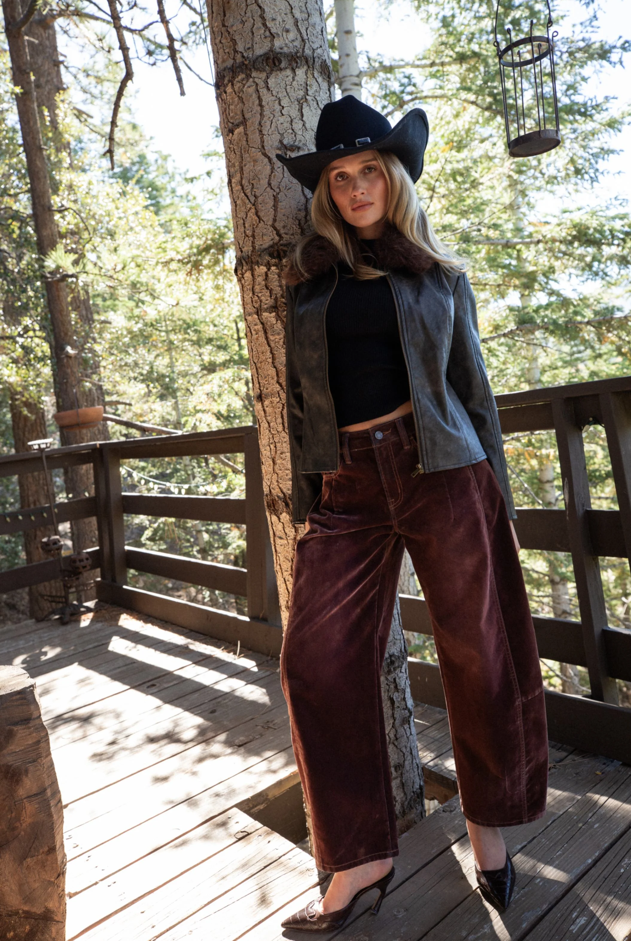 Gracyn Mulberry Velveteen Barrel Pants
