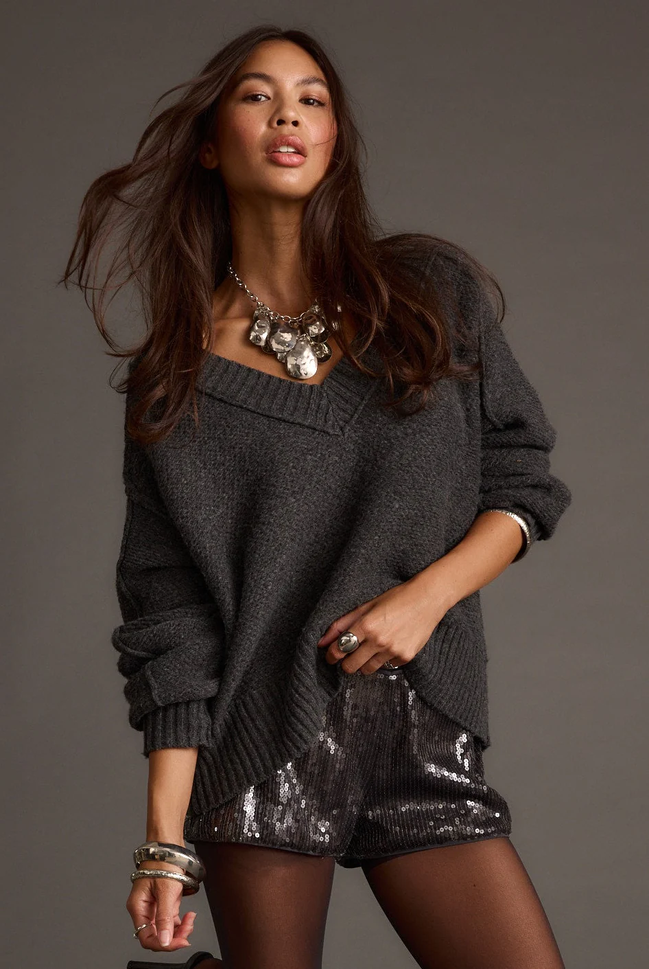 Colorado Charcoal V Neck Sweater 4
