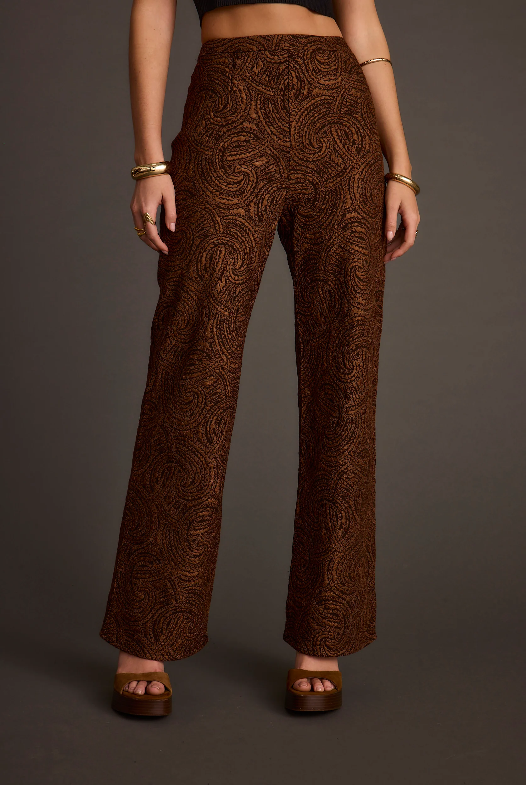 Milan Cognac Swirl Wide Leg Trouser 2