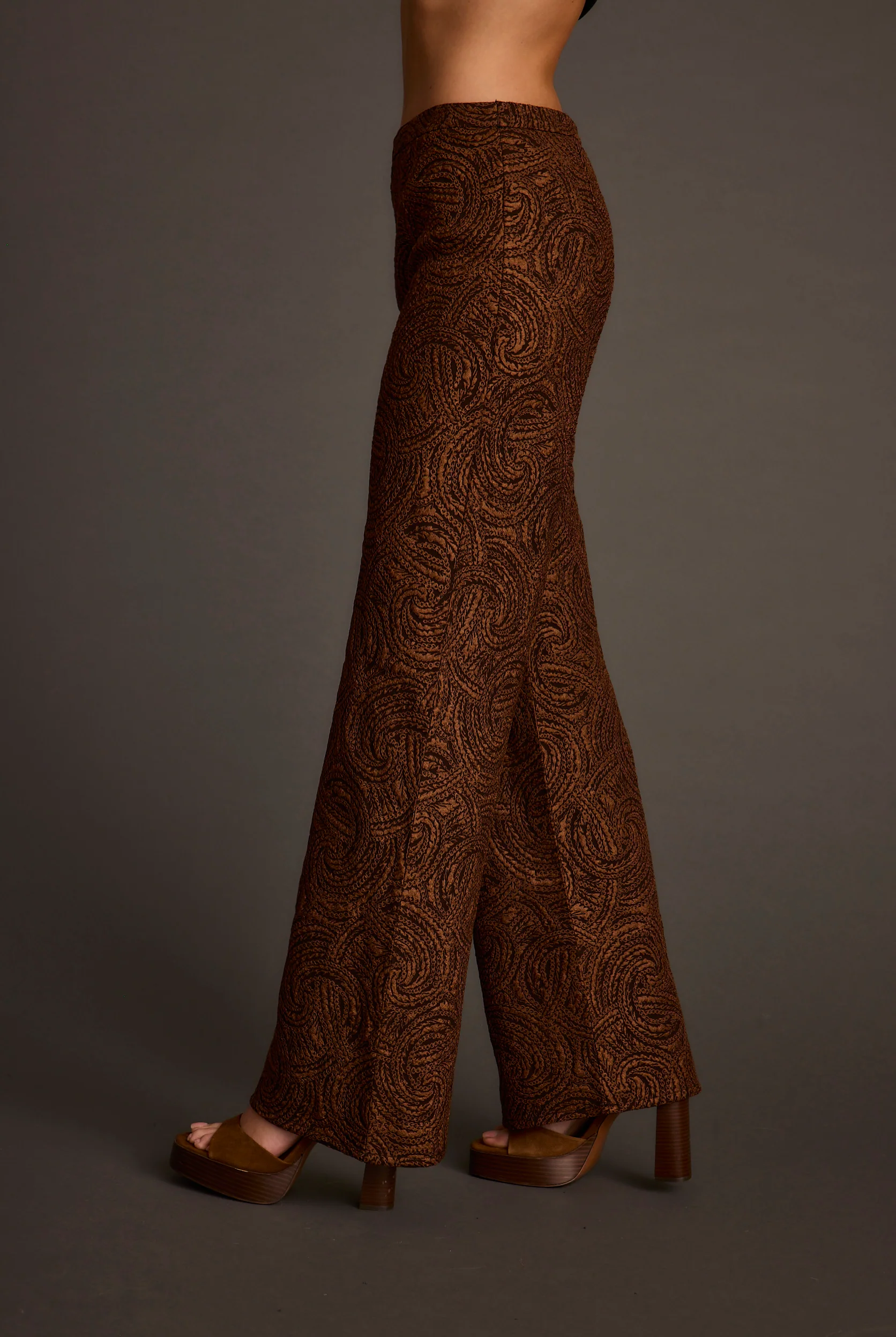 Milan Cognac Swirl Wide Leg Trouser 4
