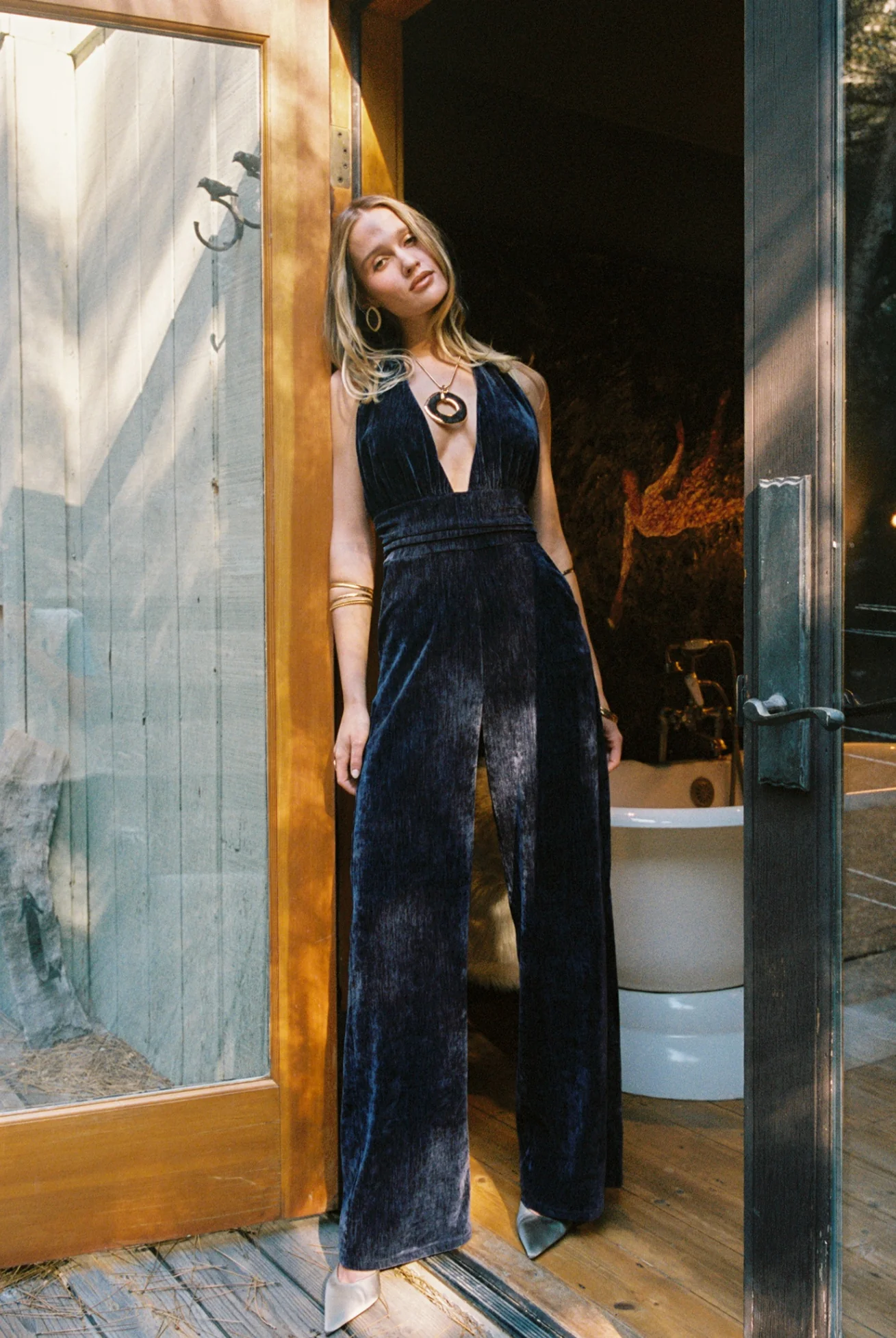 Limelight Midnight Velvet Halter Jumpsuit