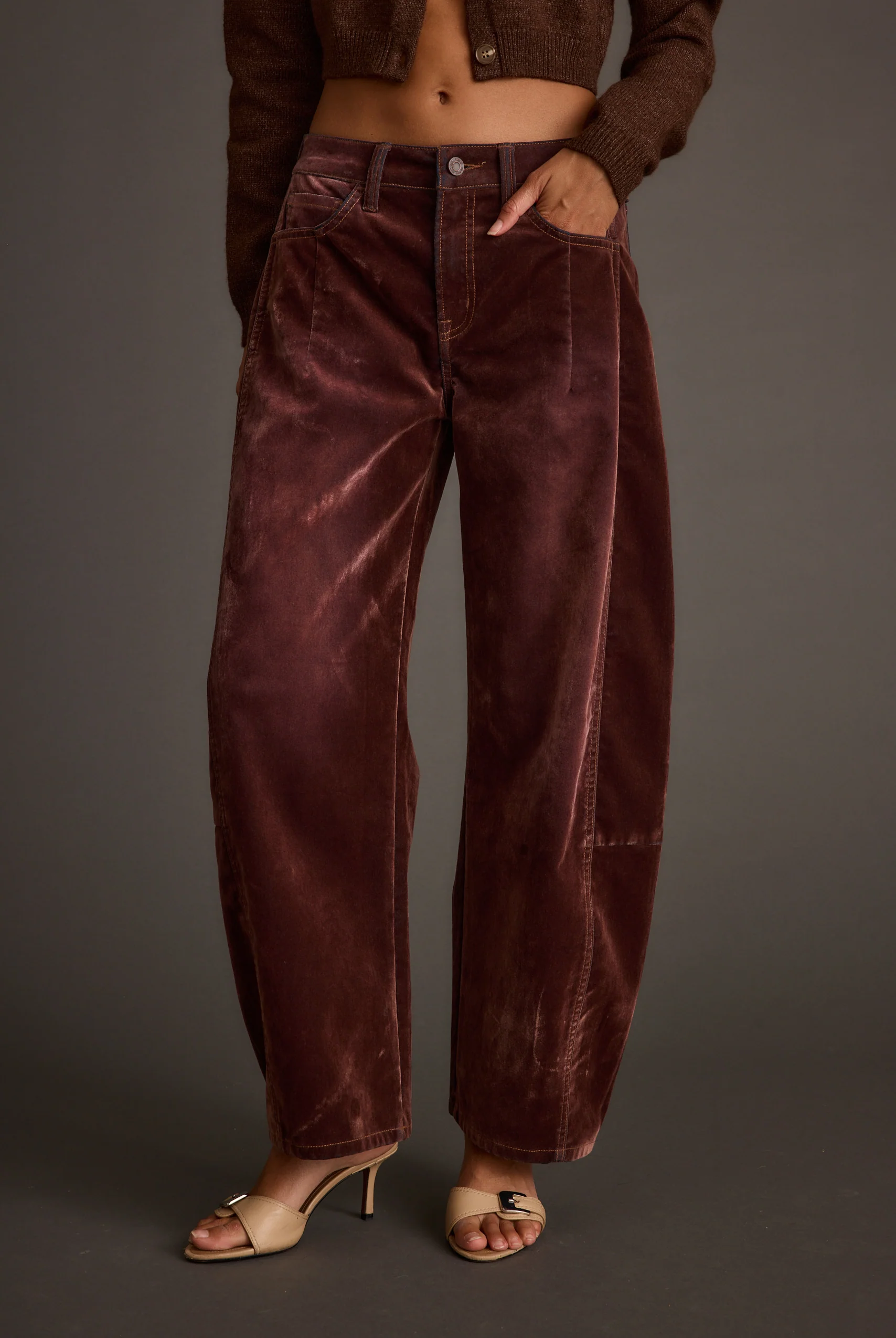 Gracyn Mulberry Velveteen Barrel Pants 2