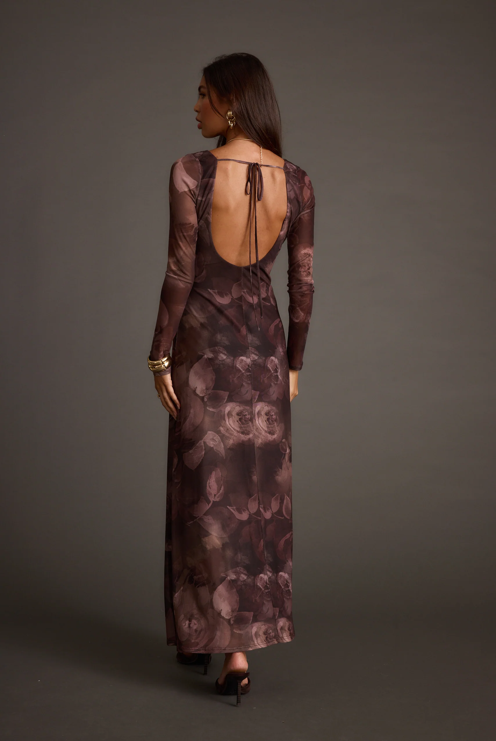Kristin Plum Blur Mesh Maxi Dress 2